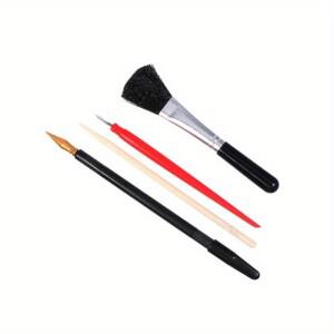 4개 스크래치 아트 도구 세트  가방  컬러링 펜  플라스틱 나무 러스 포함