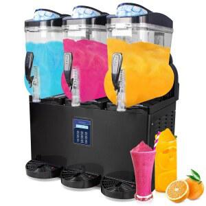 FSKEKU 상업용 슬러시 메이커 머신: 비즈니스용 빙수 머신 - 15L*3 냉동 마가리타 칵테일 커피 스무디 바 카페 파티 주방 레스토랑용 음료