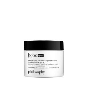 프로 비타민 P 글리콜산 및 히알루론산이 함유된 부드러운 광택의 멀티태스킹 페이스 모이스처라이저 + spf 30 병에 담긴 철학적 희망은 깊고 오래 지속되는 수분을 공급합니다 - 2 floz