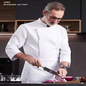 조리복 셰프복 요리복 주방복 주방 작업복 남자 남성 긴팔 요리사 여성 여자 반팔 호텔 옷 가을 겨울 흰색