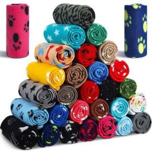 강아지 담요 작은 중형 대형 개를위한 부드러운 양털 애완 동물 고양이 새끼 따뜻한 발 인쇄 개 수면 매트