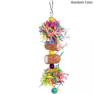 앵무새 씹는 장난감 옥수수 속대 종이끈 나무 블록 및 구슬로 조립하여 파괴할 수 있는 종이 장난감 코카티