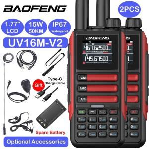 2025 2PCS Baofeng 15W 워키 토키 장거리 999CH 햄 AM/FM 라디오 UHF VHF TypeC 충전 NOAA 소음 감소 2Way