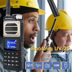 Baofeng UV-25 M 버전 6 밴드 에어 Rx 3 Tx 스크램블러, FM Vox 10km 워키토키, W/5200mAh USB-C 배터리