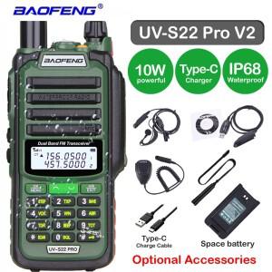Baofeng UV S22 PRO V2 IP68 워키 토키 방수 듀얼 밴드 136-174/400-520MHz Ham 라디오 UV9R Pro 50KM 범위