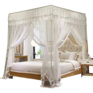 침대 캐노피 모기장 연핑크 텐트 레이스 침실 가림막 레이스모기장 커튼