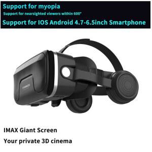 VR 헤드셋 고글 스마트폰용 상자 가상 포함 G04EA IOS 안드로이드 영화 안경 3D 현실 기기 헬멧 6.5인치 이어폰 4.7