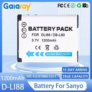 D-LI88 DB-L80 산요 VPC-CG10 DMX-CG11 1200mAh 카메라 충전식 배터리 펜탁스 P70 H90 W90 WS80용
