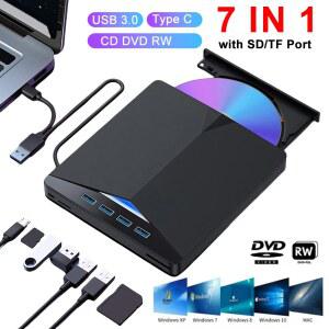 cd 리더기 롬 외장 휴대용 DVD RW 시거잭 광학 드라이브 고속 버너 리더 플레이어 노트북 PC용 USB 3.0 C 타입 녹음기