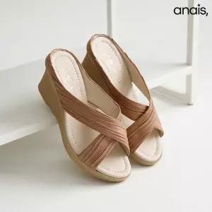 [아나이스] 국산 셔링 웨지 뮬슬리퍼 7cm_26S018 [무료배송]