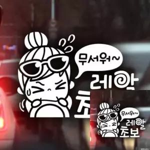 초보운전 자동차 스티커 안전 주의 알림 표지 화이트 시트지 (WFKKZ0P)