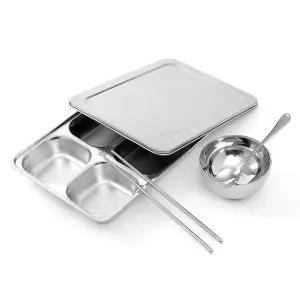 스텐 889ONO89 4구 식판 풀세트 뚜껑 대 배식판