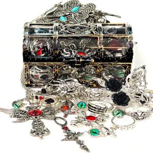 미스터리 주얼리 항아리 40개 여성용 깜짝 고딕 박스 할로윈 보물 상자 독특한 선물 세트 목걸이 귀걸이