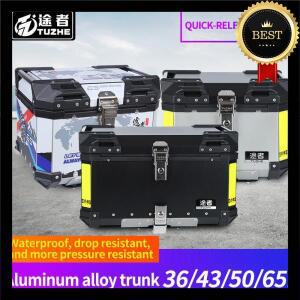 TUZHE 오토바이 탑박스 36/43/50/65L 알루미늄 합금 대용량 트렁크 내구성 잠금장치 헬멧 보관함