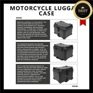 유니버설 알루미늄 블랙 오토바이 테일 스토리지 박스 45L 트렁크 공구함 후면 반사 디자인 방수