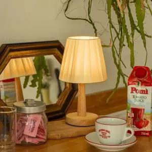 침대 스탠드 등 원목 플리츠 조명 침대 협탁 등 램프 인테리어 충전식 무드등 수유등 우드 주방 침실 식탁