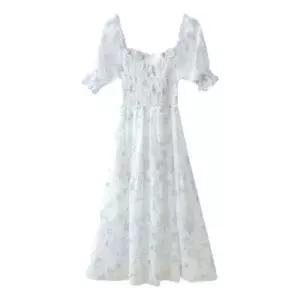 [라일리여성의류] Rly 여름 쉬폰 꽃무늬 롱 원피스 반팔 여성 치마