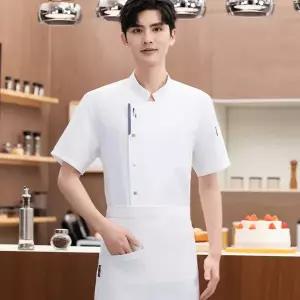 조리복 셰프복 요리복 주방복 주방 작업복 메쉬 셰프 반팔 자켓 재킷 유니폼 앞치마 포함 레스토랑 코트 검