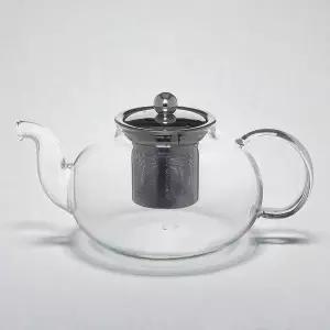 내열 유리 티포트 600ml 투명 차주전자 스테인리스 거름망 차기구