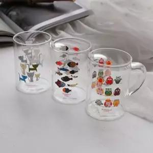 내열 투명 유리잔 동물 디자인 홈카페 커피잔 컵