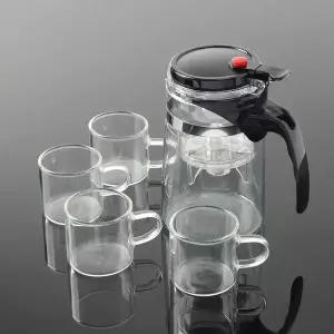 차포트 버튼형 내열유리 700ml 티포트 찻잔 주방용품