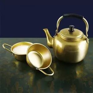 양은주전자 술잔 막걸리잔 손잡이 레트로 디자인