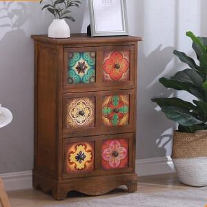 다층 사워터함 거실 레트로 복고풍 엔틱 보관 캐비닛  미국 침대 옆 테이블 침실  넓은 나이트 스탠드  가