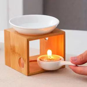 사각 아로마램프 대나무 워머 오일 버너 캔들