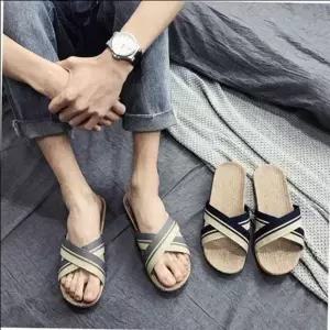 교차디자인린넨슬리퍼 왕골슬리퍼 가을시즌 베이직