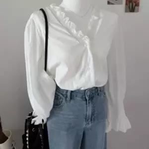 [라일리여성의류] Rly 여자 러블리 포인트 셔링 긴팔 블라우스 프릴 데