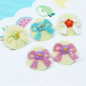 귀여운 꽃리본 원형 헤어밴드 악세서리 2개 애견헤어핀