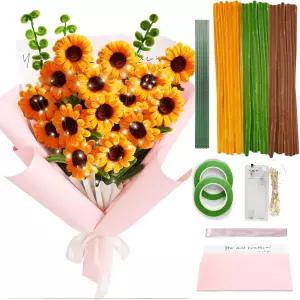 300개의 파이프 클리너 공예 스트링 라이트 DIY 꽃다발 키트 졸업 선물 홀리데이 장식 대학 고등학교