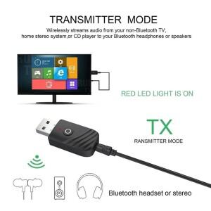 3-in-1 Bluetooth 5.0 USB 어댑터 자동차 TV PC 홈 스테레오 용 3.5mm AUX가있는 무선 오디오 송신기
