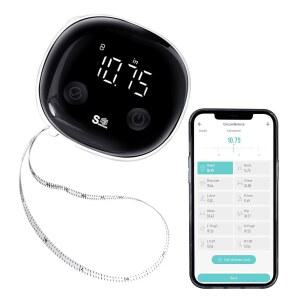 체지방 및 근육 측정을 위한 블루투스 피트니스 데이즈 앱을 통한 스마트 바디 테이프 측정, LED 디스플레이, 타입-C, 무제한 사용자(블랙)