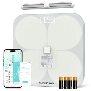 스마트 체지방 스케일 어드밴스드 8 전극 기술로 신체 측정 | 풀 컬러 LED와 높은 정확도 | 욕실 체중계/블루투스 연결 Fityoub/App 330파운드