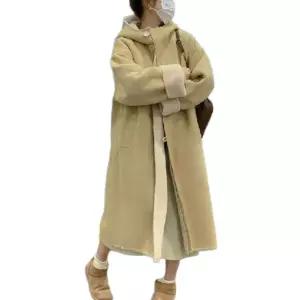 롱 무스탕 코트 후드 아우터 루즈핏 겨울 털안감 떡볶이 퍼 기모 부드러운 여성 양털