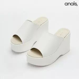 [하프클럽/]국산 화이트 웨지 슬리퍼힐 9.5cm_26S015