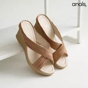 [하프클럽/]국산 셔링 웨지 뮬슬리퍼 7cm_26S018