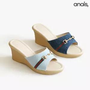 [하프클럽/]국산 데님 웨지 뮬슬리퍼 7.5cm_26S014