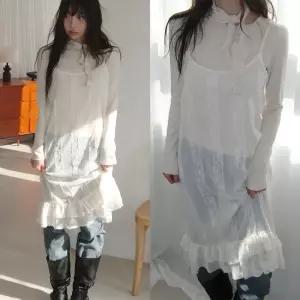 [모코블링] 레이스 슬립 원피스 #나시원피스 #시스루원피스 #레이어드원피스 #롱원피스 #레이스원피스 #슬립원피스