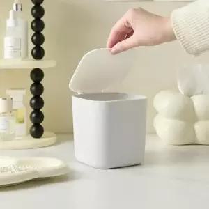 뚜껑 심플 미니 플립 휴지통 사각 보관함 화장대 책상 WFLRIGO