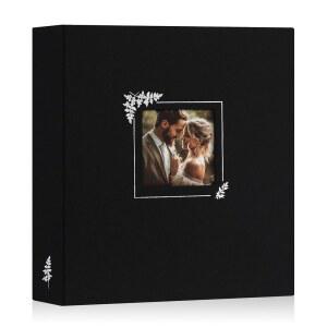 란프 스크랩북 사진 앨범 8.5x11, 린넨 윈도우 디자인 커버 상단 로드 3 링 폴더 바인더 사진집 8.5 x 11인치, 30개의 플라스틱 슬리브 60페이지 블랙