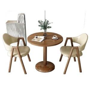 60호두원탁 침실 월넛 커피 2인 창가 카키2가죽의자 의 원목 원형 사무실 미니 의자 1 티테이블 트 가죽의자