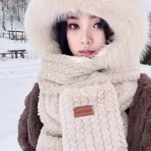 코어스 퍼 후드 넥워머 겨울 여성 완전무장 모자 목돌이 (WFKKCAB)