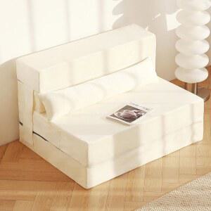 티타 접이식 소파 침대 소파, 베개가 있는 트윈 사이즈 이불 의자, 의자 바닥 매트리스, 거실, 베이지