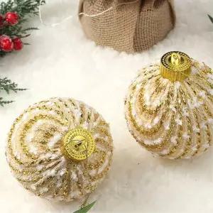 비타리토 시스루 레이스 장식볼 10cm 2p 라운드골드트리 트리볼 소품 악세사리 크리스마스 오너먼트