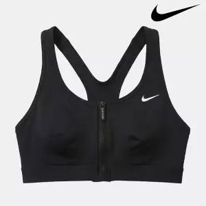 [나이키](국내매장판)나이키 스우시 프런트 지퍼 여성 미디엄 서포트 패드 스포츠 브라 FN2732-010