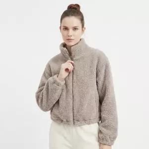 여성 하이넥 양털 세미크롭 방한 집업 점퍼 JVL-WJP-21035-베이지