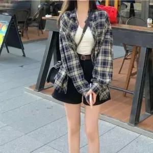 [하프클럽/]여자 빅사이즈 격자 데일리 FW 클래식 셔츠