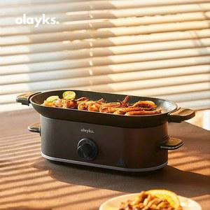 고기굽는기계 혼밥 식탁 2구 미니 티타늄 전기화로 전기 고기불판 분할 제품 블랙 버전 그릴 식당